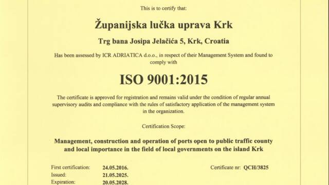 ISO 9001 2015 Certifikat