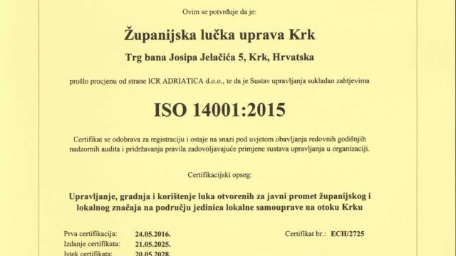 ISO 14001 2015 Certifikat